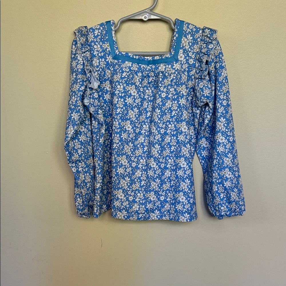 Bisby Sz 5 Blue Floral Long Sleeve Blouse